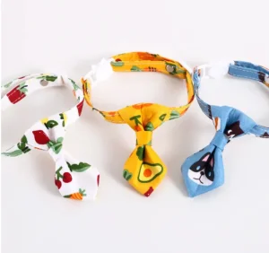 Popular Style Fruit Vegetable Cartoon Printed Adjustable Cat Bow Tie Collar