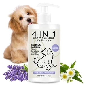 Pet Bath Cleaning Anti Allergy Tearless Antiparasitic 4 in 1 Pet Shampoo for Dogs and Cats Sulfate-Free Pet Friendly 4 in 1 Calming and Oatmeal Dog Shampoo