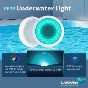 Smart LED Swimming Pool Underwater Light 115° Wide Angle RGB+White APP Control
