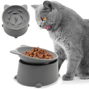 Adjustable Height Silicone Slow Feeder Dog Bowl