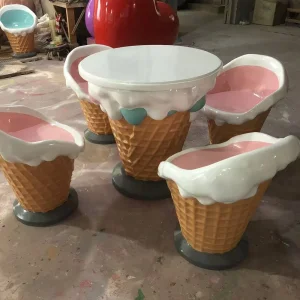 Fiberglass Ice Cream Table and Chairs Props for Rental Prop