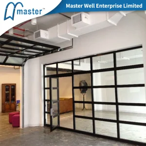 8X7 Luxury Clear Transparent Glass Aluminum Full View Garage Door with Pedestrian Door