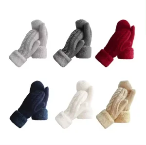 Brands Officially Licensed Factory Cross Border Autumn Winter Knitted Wool Gloves Outdoor Windproof Warm Thick Adult Mittens