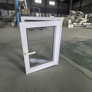 Modern Hurricane Impact Ready-Made UPVC Casement Tilt Turn Windows Heat Insulation Swing Style Fiberglass Screen PVC Horizontal