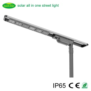 Iluminação Solar LED de Alto Lúmen Estilo Todo em Um 6m--12m Luminária de Poste Externa Lâmpada Solar Iluminação de Rua para Jardim Praça Iluminação de Estacionamento