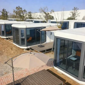 Modular Flat Pack Design Camping Capsule Prefabricated Houses Prefab Space Capsule Home with Standard Module Panels &amp; 3D Model Design for Projects