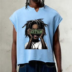 Custom 100 Cotton Acid Wash Rhinestone Boxy Cropped T-Shirts
