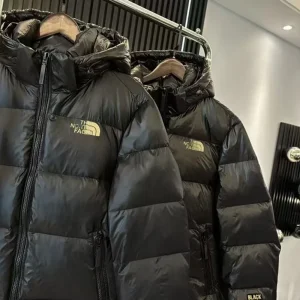 2025 Winter New Thes Norths Faces Black Gold Hooded Down Jacket Puffer Jacket