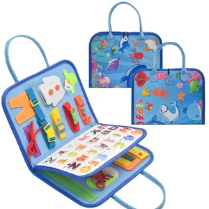 Factory Direct Price Custom Preschool Cognitive Development Kids Quiet Educational Toys Montessori Felt Busy Board For Toddlers
