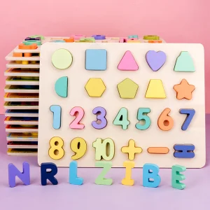 Kids Wooden Numbers and Letters Matching Puzzle Board Toys Children Early Educational Learning Alphabet Jigsaw Wooden Toys