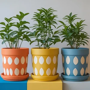 Wholesale Colorful Raised Leaf Textured Ceramic Succulent Flower Pot Set VDLK4653 Manufacturers, Supplier