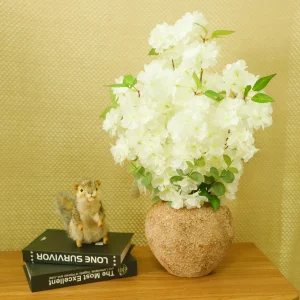 Home Decor Table Artificial Cherry Blossom with Vase Silk Fake Flower
