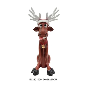 Best Resin Arts & Craft Funny Grimacing Sticking out tongue Christmas reindeer Statue