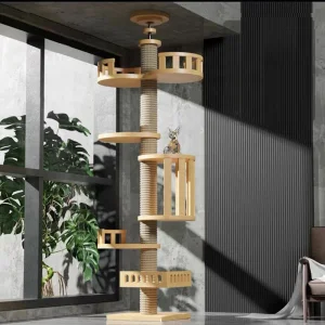Modern Cat Ceiling Tree Tower Large Cats Condo Tree PET Accessories Play Furniture Scratcher Customized High Wood Cat Toy