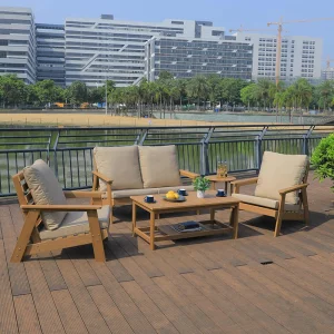 New Style Beach Furniture Patio Garden Waterproof Outdoor Plastic Wood Sofa Set