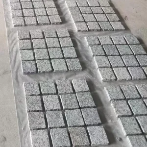 Grey Granite Natural Stone Driveway Paving Cobblestone Mesh