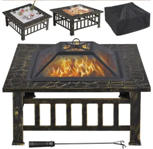 Custom Home Garden Portable Adjustable Charcoal BBQ Square Table Stove Campfire Brazier Outdoor Camping Fire Pit Stainless Steel