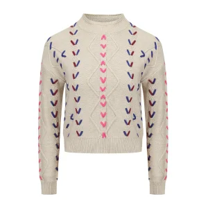 Guangzhou Sweater Custom Manufacturers Braided Cord Crew Neck Pullover Ladies
