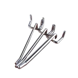 Silver Metal Pegboard Hooks, Slatwall Display Rack Hooks for Heavy Duty Warehouse Storage Solutions