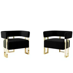 Modern Black Gold Velvet Accent Chair