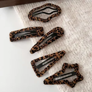 Polk Leather Leopard Print Hair Clip