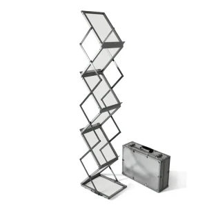 Modern Aluminum Magazine Rack Floor Standing Brochure Display for Office Lobby Reception