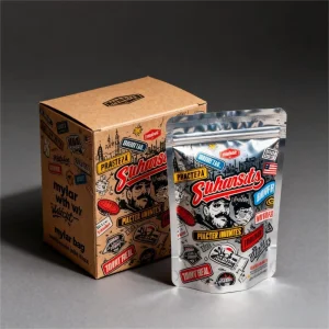 Cyborg Skull Mylar Bag 35g Holographic Pouch