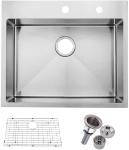 18 Gauge Handmade Stainless Steel Topmount Drop-in Single Basin Kitchen Sink