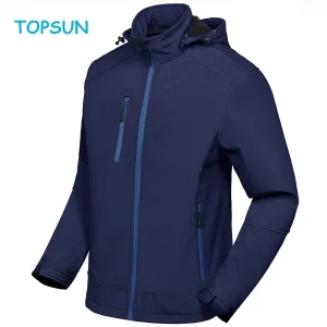 Men Waterproof / Windproof Softshell Winter Sport Outdoor Fashion Jacket with Detachable Hood Fleece Lined and Water Repellent BSCI