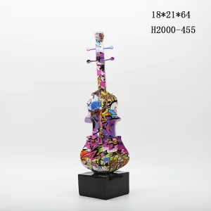 Home Decorative Ornaments Graffiti Modern Table Display Handpainted Guitar Resin Crafts