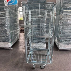 Warehouse Industrial Wire Mesh Transport Rolling Cage Tool Cart