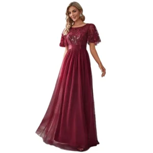 Designer Lace Floor-Length Evening Gown