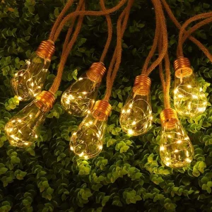 IP65 ضوء شريط LED من خيوط القنب الشمسية الملونة للخارج لتزيين الحدائق والحفلات، ضوء معلق عتيق