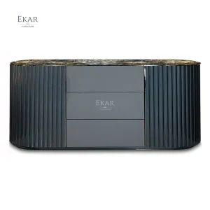 Elegant Blue Jadeite Marble Sideboard - Luxurious Dining Room Furniture