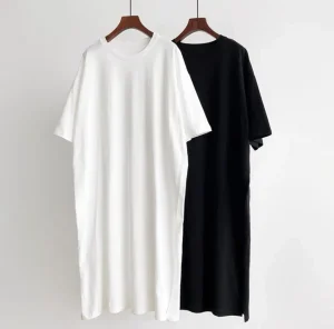 Vestido T-Shirt Casual de Cor Sólida