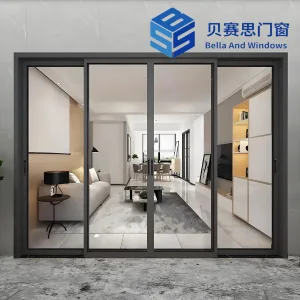 Chinese Supplier Villa-Grade Aluminum Sliding Doors with Hurricane-Resistant, Waterproof Performance Customized with Double Tempered Glass and Smooth Rails