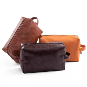 Nuevo diseño de bolsa cosmética con cremallera, organizador de lápiz labial para viajar, estuche de maquillaje de cuero PU