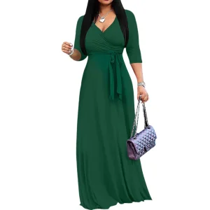 Women's Summer Fashion V-neck Belted Dress
