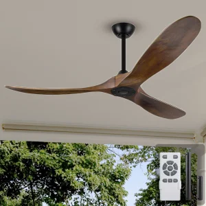 60 Inches Luxury Wooden Outdoor Patios Ceiling Fan - Modern Design, Energy-Efficient, Ultra-Quiet, No Light, USA Free Shipping