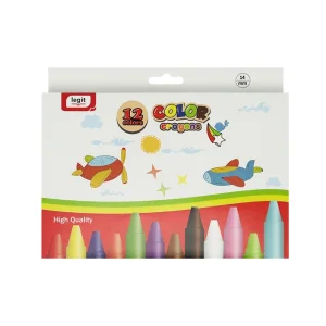 Vibrant 12-Color Wax Crayons for Kids' Creative Art Projects