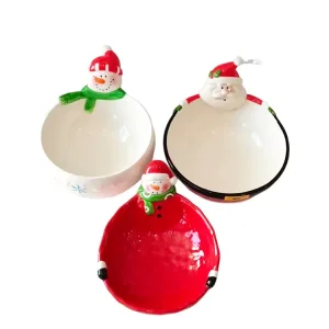China Christmas 3D Snowman & Santa Dolomite Ceramic Candy Bowl Companies, Product