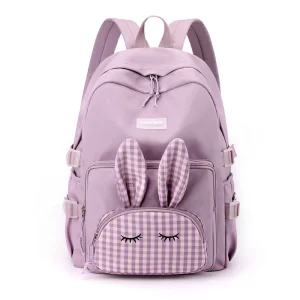 Mochila Escolar Fofa de Coelho Grande Capacidade para Meninas e Meninos Adolescentes