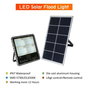 40W LED Solar Flood Light with Light Control+Remote Control for Garage Yard