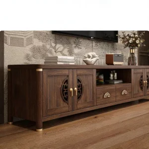 Wooden Console TV Cabinet Set