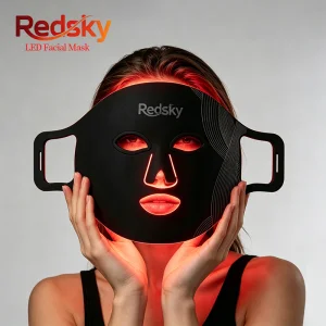 REDSKY 3 Colors Blue Red Facial Beauty LED Mask Silicone Photon Red Light Therapy Flexible Face Mask