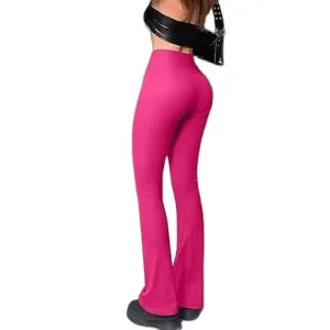 2025 High Waisted Ribbed Bootcut Yoga Pants for Women Seamless Butt Lifting Flare Leggings Plus Size Sports Wear for Solid
