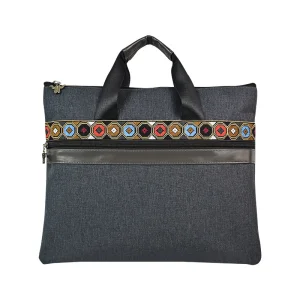 Ethnic Style Embroidered Canvas Briefcase