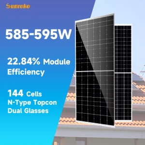 N-Type Topcon Solar Panels 500W 550W 580W 590W Half-Cut Solar Panel Dual Glass for Europe