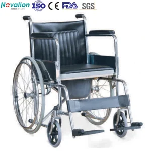 Aluminum Alloy Heavy Duty Manual FDA Foldable Commode Wheelchair