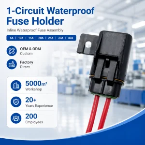 Waterproof Inline Fuse Holder 1 Circuit Automotive Fuse Box 12V 24V with Wire Custom OEM ODM